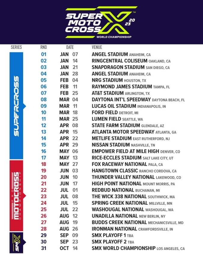 2023 World Supercross Schedule 2023 Calendar